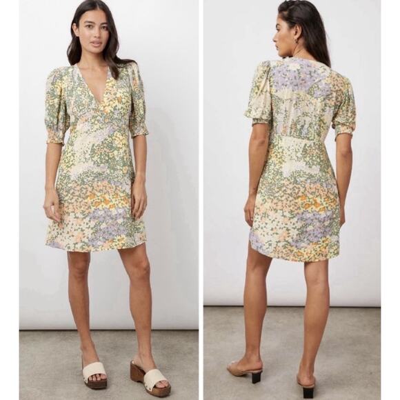 Rails Womens small Gardenia feminine romantic Roma Puff Sleeve A-Line Mini Dress - Picture 3 of 13